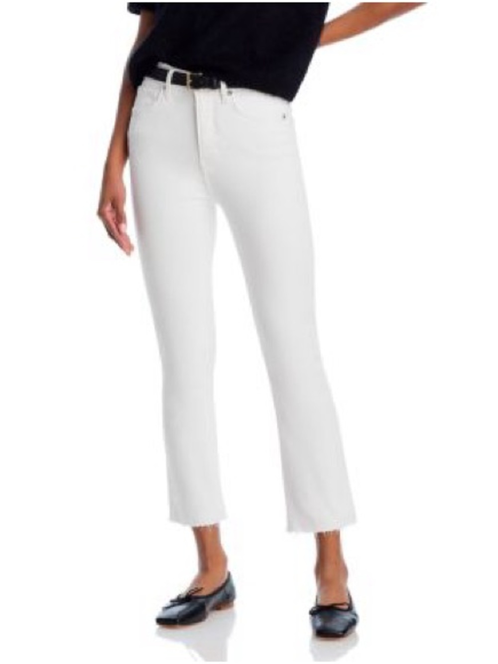 Veronica Beard White Carly Kick Flare High-Rise Cropped Straight Jeans Sz 24
